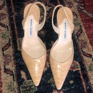 Manolo Blahnik Carolyne Crocodile Slingback